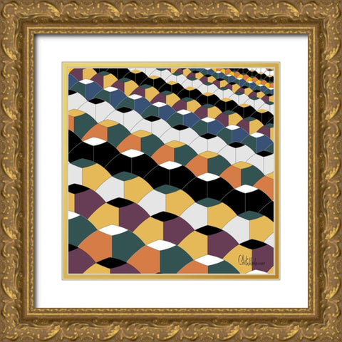 A Game with Abstract Shapes XIV Gold Ornate Wood Framed Art Print with Double Matting by Medeiros, Celito