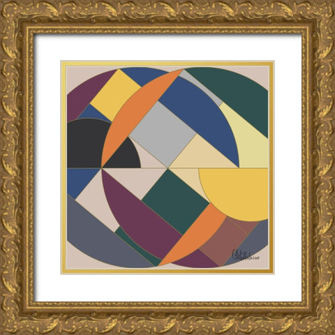 A Game with Abstract Shapes XVII Gold Ornate Wood Framed Art Print with Double Matting by Medeiros, Celito