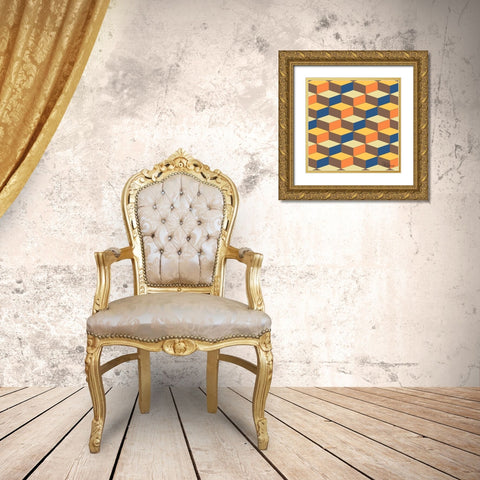 A Game with Abstract Shapes XXX Gold Ornate Wood Framed Art Print with Double Matting by Medeiros, Celito