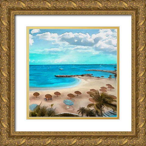 The Beach II Gold Ornate Wood Framed Art Print with Double Matting by Medeiros, Celito