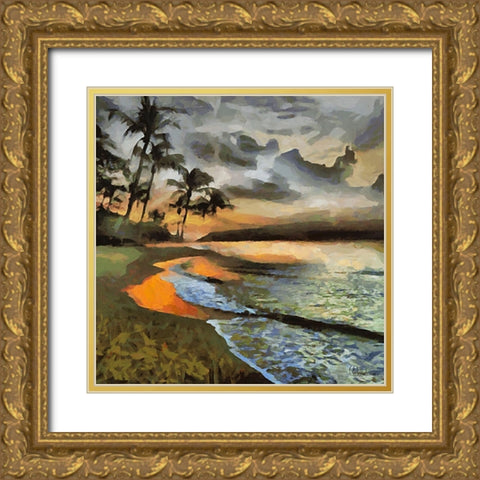 Clouds over the Beach Gold Ornate Wood Framed Art Print with Double Matting by Medeiros, Celito