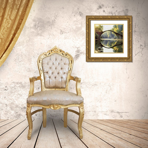 Sunrise over the Bridge Gold Ornate Wood Framed Art Print with Double Matting by Medeiros, Celito
