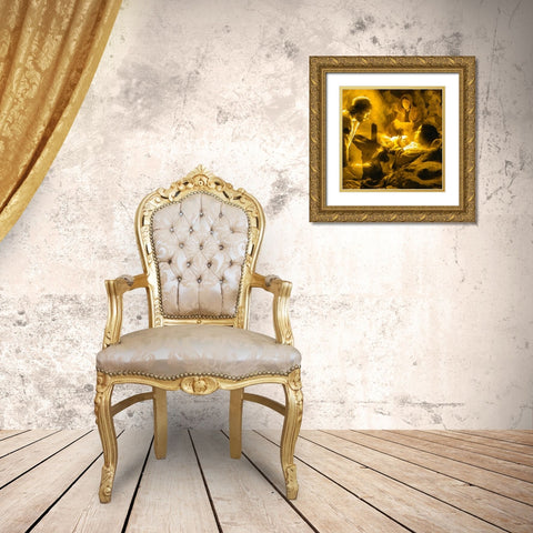Christmass image Gold Ornate Wood Framed Art Print with Double Matting by Medeiros, Celito