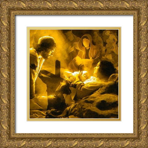 Christmass image Gold Ornate Wood Framed Art Print with Double Matting by Medeiros, Celito