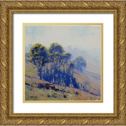 Hazy Hillscape Gold Ornate Wood Framed Art Print with Double Matting by Gercken, Graham