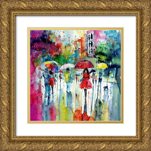 Raining, raining Gold Ornate Wood Framed Art Print with Double Matting by Kovacs, Anna Brigite