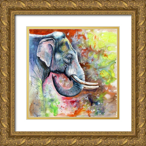 Beautiful Elephant Gold Ornate Wood Framed Art Print with Double Matting by Kovacs, Anna Brigite