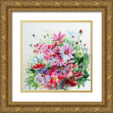 Windflowers Gold Ornate Wood Framed Art Print with Double Matting by Kovacs, Anna Brigite
