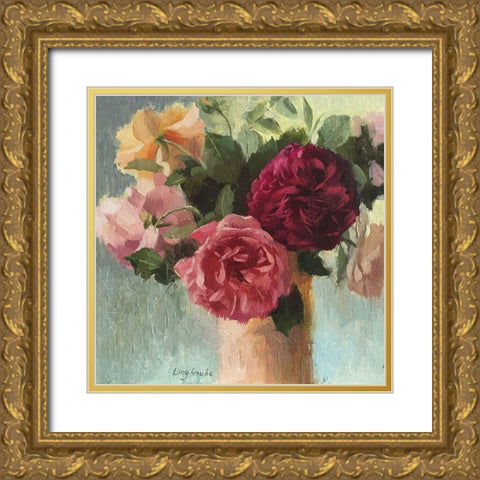 Happy May Gold Ornate Wood Framed Art Print with Double Matting by Strube, Ling