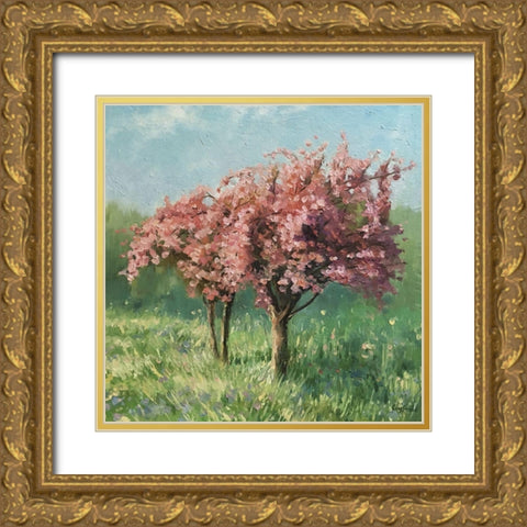 Spring Story Gold Ornate Wood Framed Art Print with Double Matting by Strube, Ling