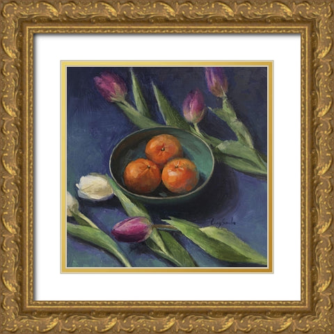 The Three Oranges Gold Ornate Wood Framed Art Print with Double Matting by Strube, Ling