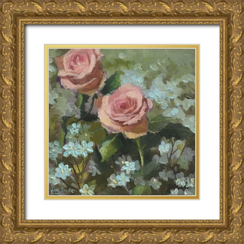 Greetings Gold Ornate Wood Framed Art Print with Double Matting by Strube, Ling