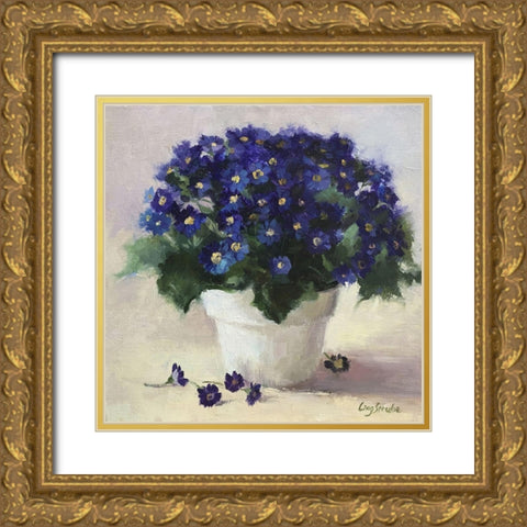 Purple Flowers Gold Ornate Wood Framed Art Print with Double Matting by Strube, Ling
