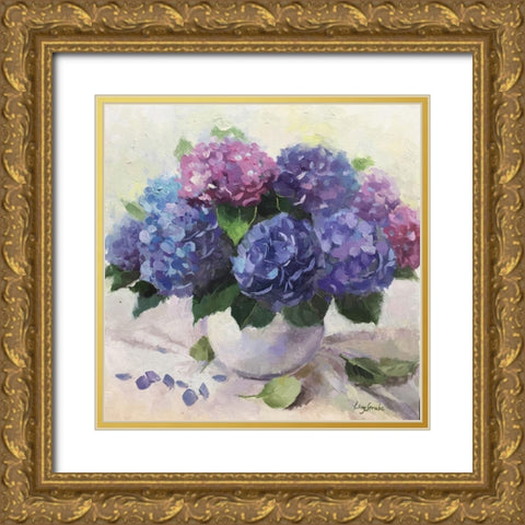 Forever Hydrangea Gold Ornate Wood Framed Art Print with Double Matting by Strube, Ling