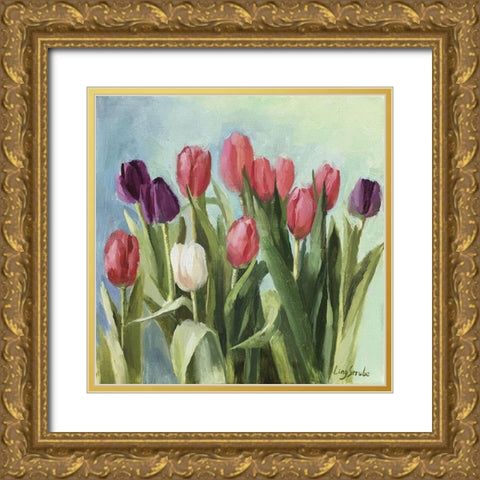 Tulips II Gold Ornate Wood Framed Art Print with Double Matting by Strube, Ling