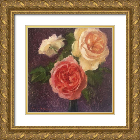 The Roses Gold Ornate Wood Framed Art Print with Double Matting by Strube, Ling