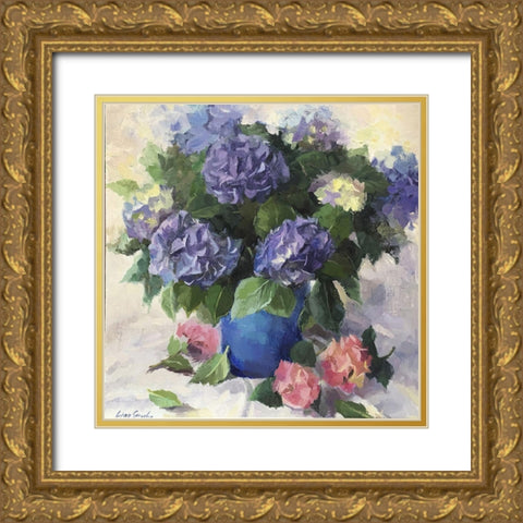 The Charm of Hydrangea Gold Ornate Wood Framed Art Print with Double Matting by Strube, Ling