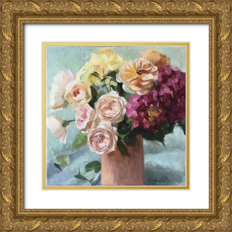 Summer Bouquet Gold Ornate Wood Framed Art Print with Double Matting by Strube, Ling