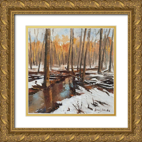 An Evening in Winter Gold Ornate Wood Framed Art Print with Double Matting by Strube, Ling