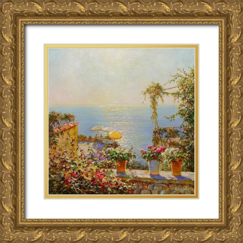Sun coast  on Positano Gold Ornate Wood Framed Art Print with Double Matting by Obuchovsky, Yury