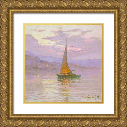 The Sail Gold Ornate Wood Framed Art Print with Double Matting by Obuchovsky, Yury