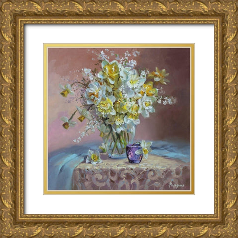 Spring Bouquet Gold Ornate Wood Framed Art Print with Double Matting by Rogozina, Svetlana