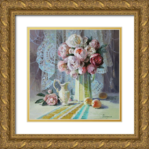 Still Life with Flowers Gold Ornate Wood Framed Art Print with Double Matting by Rogozina, Svetlana
