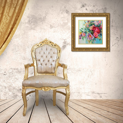 Flower Heart Gold Ornate Wood Framed Art Print with Double Matting by Bond