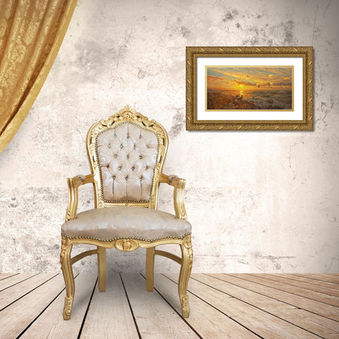 Sunset above the Sea I Gold Ornate Wood Framed Art Print with Double Matting by Adamov, Alexey