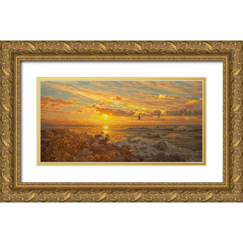 Sunset above the Sea I Gold Ornate Wood Framed Art Print with Double Matting by Adamov, Alexey
