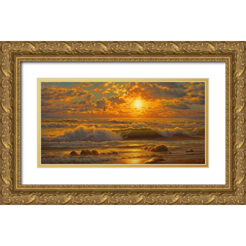 Sunset above the Sea II Gold Ornate Wood Framed Art Print with Double Matting by Adamov, Alexey