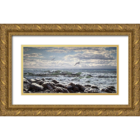 Sea and Stones II Gold Ornate Wood Framed Art Print with Double Matting by Adamov, Alexey