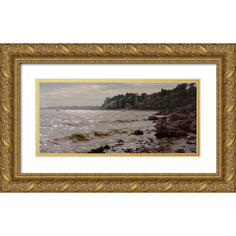 Surf Gold Ornate Wood Framed Art Print with Double Matting by Adamov, Alexey