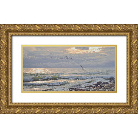 Warm Sea I Gold Ornate Wood Framed Art Print with Double Matting by Adamov, Alexey