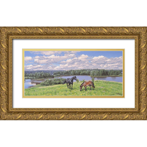 Summer Day Gold Ornate Wood Framed Art Print with Double Matting by Adamov, Alexey
