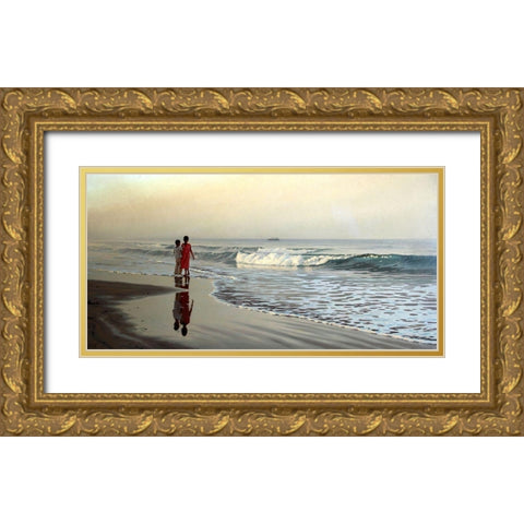 By the Sea Gold Ornate Wood Framed Art Print with Double Matting by Adamov, Alexey