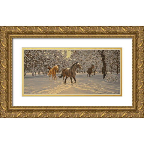 In the Winter Gold Ornate Wood Framed Art Print with Double Matting by Adamov, Alexey