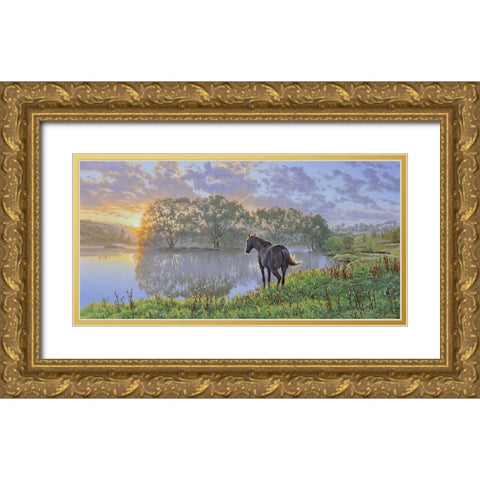 Sunrise Gold Ornate Wood Framed Art Print with Double Matting by Adamov, Alexey