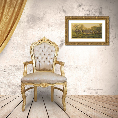 In the Morning by the River Gold Ornate Wood Framed Art Print with Double Matting by Adamov, Alexey