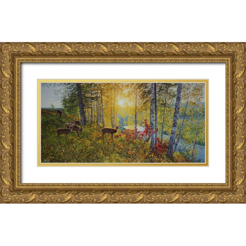 Autumn Day Gold Ornate Wood Framed Art Print with Double Matting by Adamov, Alexey