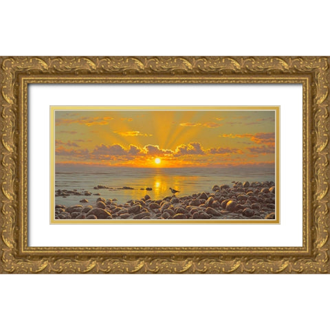 Evening by the Sea Gold Ornate Wood Framed Art Print with Double Matting by Adamov, Alexey