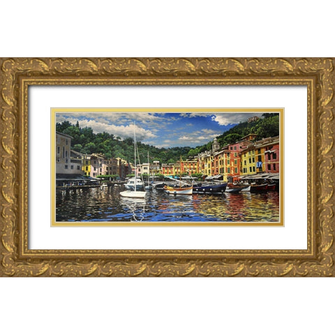 Town by the Sea Gold Ornate Wood Framed Art Print with Double Matting by Adamov, Alexey
