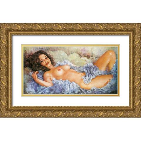 Violet Gold Ornate Wood Framed Art Print with Double Matting by Anonymous