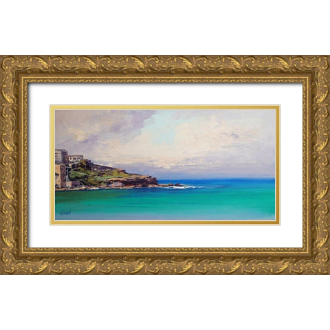 Bondi Beach Australia Gold Ornate Wood Framed Art Print with Double Matting by Gercken, Graham