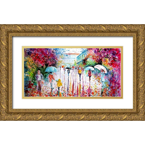 Colorful Fall in the City Gold Ornate Wood Framed Art Print with Double Matting by Kovacs, Anna Brigite