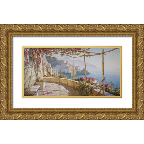 Amalfi. Colors of Autumn Gold Ornate Wood Framed Art Print with Double Matting by Obuchovsky, Yury