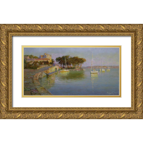 Evening Gold Ornate Wood Framed Art Print with Double Matting by Obuchovsky, Yury