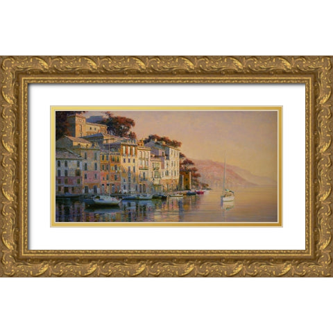 Portofino Gold Ornate Wood Framed Art Print with Double Matting by Obuchovsky, Yury