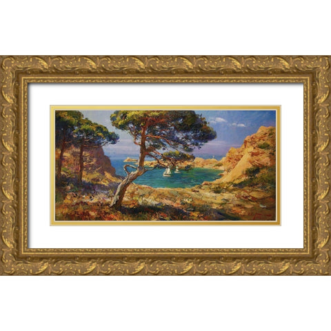 Rocky Coast XXI Gold Ornate Wood Framed Art Print with Double Matting by Sviridov, Sergei