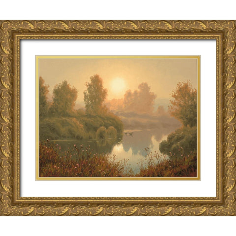The Fog by Sunrise Gold Ornate Wood Framed Art Print with Double Matting by Adamov, Alexey